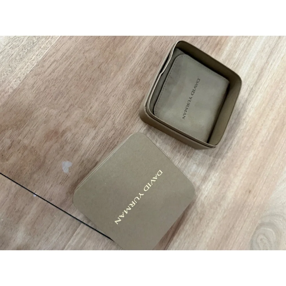 David Yurman Jewelry Box and Suede Travel Pouch Set Tan Gold Logo Luxury Storage